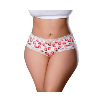 Sweet Treats Crotchless Boy Short W/wicked Sensual Care Peach Lube - White Qn