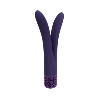 Royal Gems Dueling Queens Silicone Rechargeable Vibrator Purple
