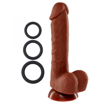 Pro Sensual Premium Silicone Dong with 3 C Rings Brown 7 inches - 685239852912 Pro Sensual Premium Silicone Dong with 3 C Rings Brown 7 inches - 685239852912