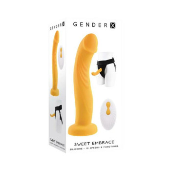 Gender X Sweet Embrace Vibrator And Strap-on Harness Yellow Gender X Sweet Embrace Vibrator And Strap-on Harness Yellow