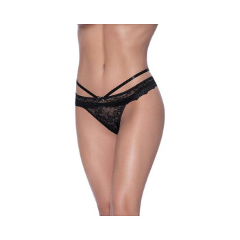 Magic Silk Ooh La Lace Peek-a-boo Cheeky Panty Black L/xl