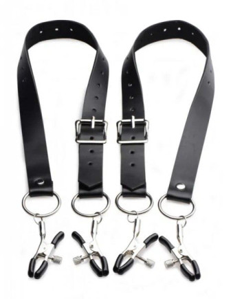 Spread Labia Spreader Straps with Clamps Black - 848518028488 Spread Labia Spreader Straps with Clamps Black - 848518028488