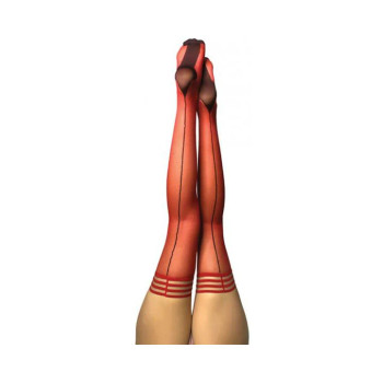 Kixies Monica Red Sheer With Black Seam And Cuban Heel - Size B Kixies Monica Red Sheer With Black Seam And Cuban Heel - Size B