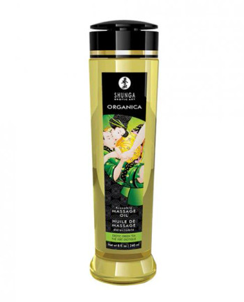 Shunga Organic Kissable Massage Oil - 8.5 Oz Exotic Green Tea