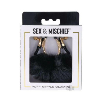 Sandm Puff Nipple Clamps Blk/rse Gld