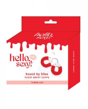 Hello Sexy! Bound By Bliss Fuzzy Wrist Cuffs - Tiger Lily Hello Sexy! Bound By Bliss Fuzzy Wrist Cuffs - Tiger Lily