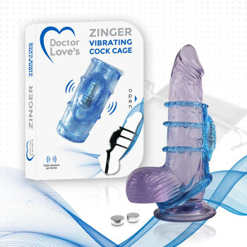 Doctor Love's Zinger Vibrating Cock Cage - Blue Doctor Love's Zinger Vibrating Cock Cage - Blue