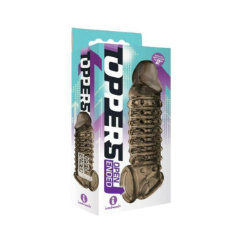 The 9's Toppers Open-ended, Ribbed, And Nubbed Penis Extender - Smoke The 9's Toppers Open-ended, Ribbed, And Nubbed Penis Extender - Smoke