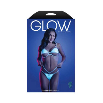 Fantasy Lingerie Glow Prismatic Iridescent Glow-in-the-dark Cut-out Cup Bra & Cage Panty L/xl Fantasy Lingerie Glow Prismatic Iridescent Glow-in-the-dark Cut-out Cup Bra & Cage Panty L/xl