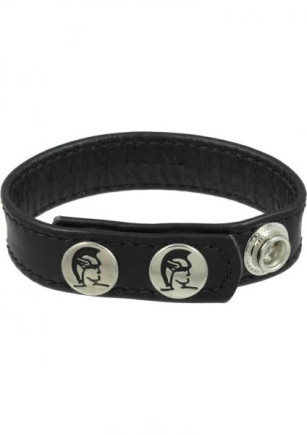 Plain Joe Sewn Leather Cock Ring with Snaps Black - 669729060353