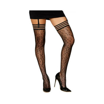 Dreamgirl Animal Print Fishnet Thigh-high Stockings Black O/s Dreamgirl Animal Print Fishnet Thigh-high Stockings Black O/s