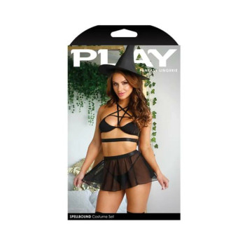 Play Spellbound Costume Strappy Pentagram Detail Bralette, Criss-cross Cutout Panty, Skirt & Hat S/m Play Spellbound Costume Strappy Pentagram Detail Bralette, Criss-cross Cutout Panty, Skirt & Hat S/m