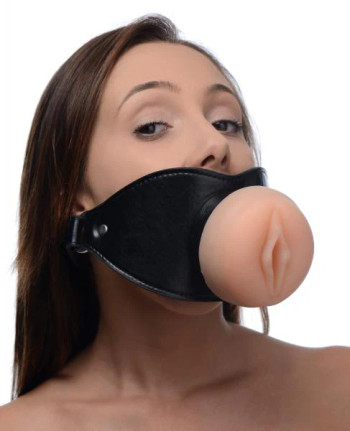 Pussy Face Oral Sex Mouth Gag Black - 848518025999