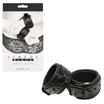 Sinful Wrist Cuffs - Black