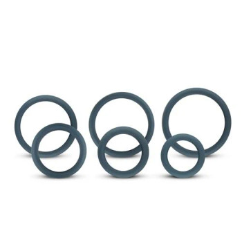 Boners 6 Pc Wide Cock Ring Set - Black Boners 6 Pc Wide Cock Ring Set - Black