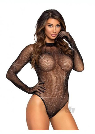 Rhinestone Net Body Snap Crotch Os Blk Rhinestone Net Body Snap Crotch Os Blk