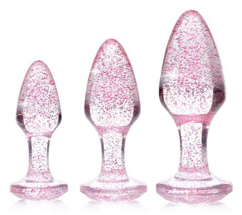 Glitter Gem Anal Plug Set - Pink Glitter Gem Anal Plug Set - Pink