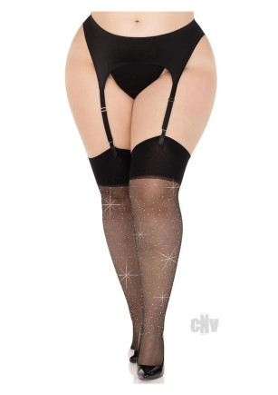 Wide Top Rhines Spandex Stockin 1x2x Blk Wide Top Rhines Spandex Stockin 1x2x Blk