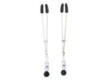 Purple Beaded Nipple Clamps With Tweezer Tip - Purple - 669729221068 Purple Beaded Nipple Clamps With Tweezer Tip - Purple - 669729221068