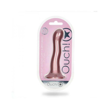 Shots Ouch! Ultra Soft Silicone 7 In. Curvy G-spot Dildo Rose Gold Shots Ouch! Ultra Soft Silicone 7 In. Curvy G-spot Dildo Rose Gold