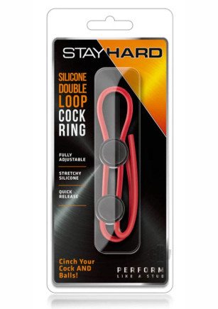 Stay Hard Silicone Dbl Loop Cockring Red Stay Hard Silicone Dbl Loop Cockring Red