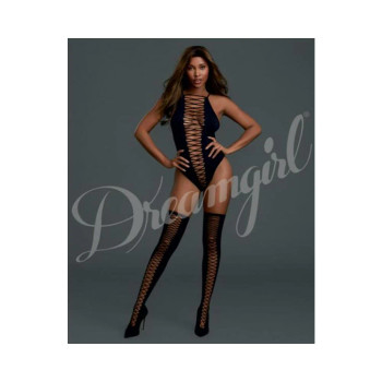 Cross Open Front Teddy and Stockings Black O/S - 888368281497 Cross Open Front Teddy and Stockings Black O/S - 888368281497