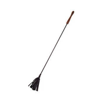 Rouge Leather Wooden Handle Riding Crop Black