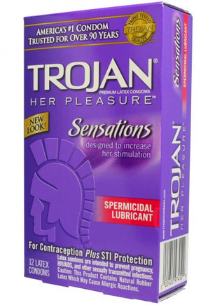 Trojan Her Pleasure Sensations Armor Spermicidal Condoms 12 Pack - 022600974529