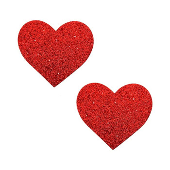 Neva Nude Pasty Hearts Glitter Red Neva Nude Pasty Hearts Glitter Red