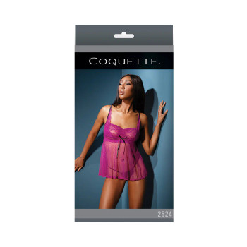 BABYDOLL & G-STRING  MAGENTA/BLACK - OS BABYDOLL & G-STRING  MAGENTA/BLACK - OS