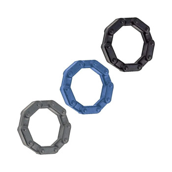 Anal-ese Collection Chainlink Cockrings Black,blue,grey