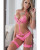Strappy Lace Mesh Teddy Garters Neon Pink O/S - 013189250647