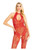 Seamless Rhinestone Bodystocking Os Red