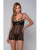 Lea Strappy Lace Chemise & G-string Black Lg Lea Strappy Lace Chemise & G-string Black Lg