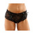 Magnolia Crotchless Lace Boyshort With Lace-up Panel Details Black S/m