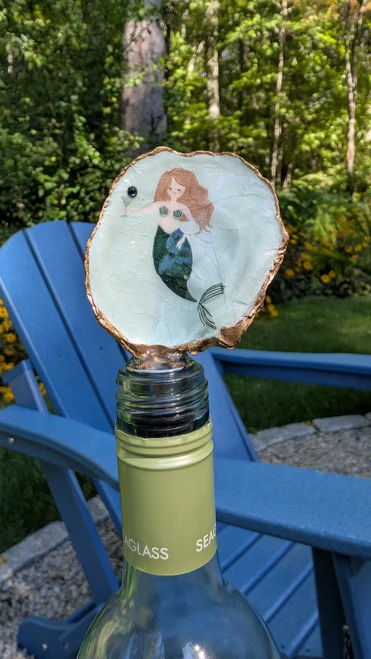 Mermaid oyster bottle stopper