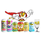 uiltje Explore bierpakket met 6 bieren en een glas. 