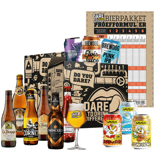 Vrijmibo speciaalbierpakket met speciaalbieren en pilsners. Het bierpakket is beschikbaar in 12, 18 of 24-pack