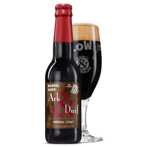 De Molen Ark & Duif Barrel Aged. Dit is de Imperial Stout bier van de Molen met 11.5% alcohol.