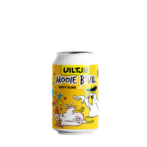 Uiltje Mooie B'uil blik 33cl. Is het licht blond bier van brouwerij Uiltje met een alcoholpercentage van 3.6%