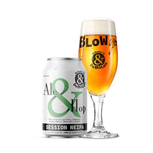 De Molen Ale & Hop blik 33cl. Is het gedrooghopte bier van Brouwerij De Molen met een alcoholpercentage van 3,3%.