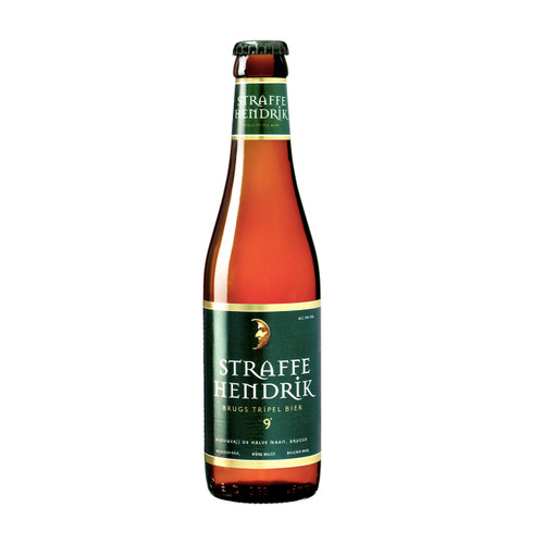 Straffe Hendrik Tripel fles 33cl. Is het een karaktervolle tripel van brouwerij de Halve Maan met een alcoholpercentage van 9%.