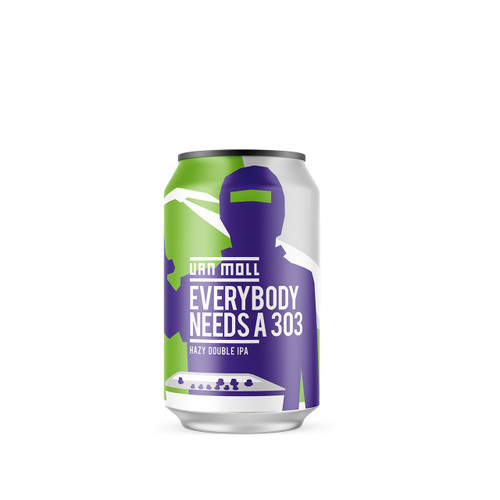 Van Moll Everybody Needs a 303 blik 33cl. Is het NEIPA bier van Van Moll met een alcoholpercentage van 7.9%.