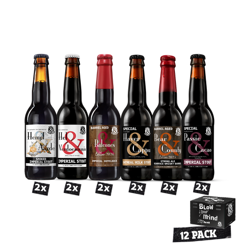 de Molen donker bierpakket met 6 verschillende donkere bieren in een 12-pack. 