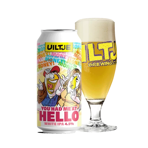 Uiltje You Had Me At Hello blik 44cl met uiltje glas