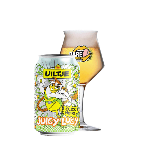 Uiltje Jucy Lucy 0,2% blik 33cl. is de alcoholarme NEIPA van brouwerij het Uiltje met een alcoholpercentage van 0,2%.