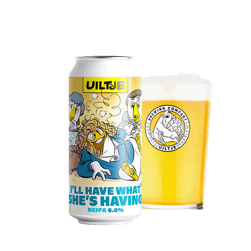 Uiltje I will have what she is having blik 44cl met Uiltje bierglas. Een lekkere NEIPA van 6.0% Uiltje I will have what she is having blik 44cl met Uiltje bierglas. Een lekkere NEIPA van 6.0%
