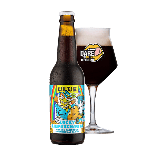Uiltje Lucky Leprechaun Irish Red Ale Barrel Aged IJsbock fles 33cl. Is het Pale Ale bier van Uiltje met 12.0% alcohol