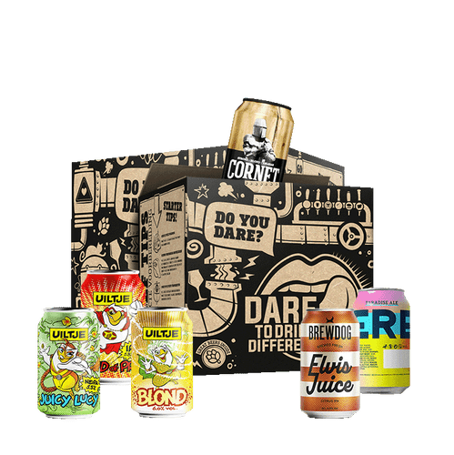 Vrijmibo blikkendeal. Een bierpakket volledig gevuld met alcoholische bieren