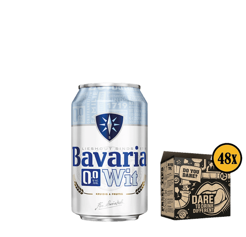 Bavaria 0.0% Wit blik 33cl- multipack. Is het alcoholvrij witbier van brouwerij Bavaria met 0.0% alcohol.